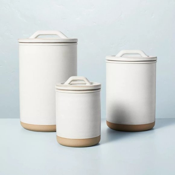 Hearth & Hand Other - Hearth & Hand Magnolia 3pc Modern Rim Stoneware Canister Set Cream - New in Box